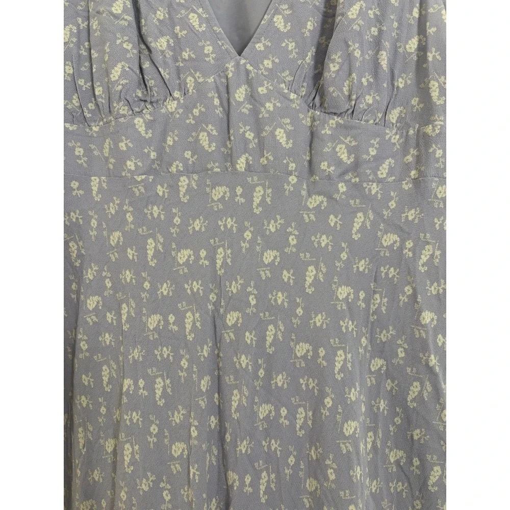 Treasure & Bond Womens Purple Floral Smocked Shoulder V-Neck Maxi Dress Large